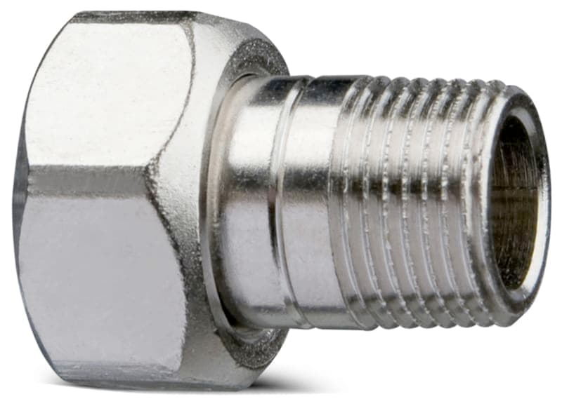 Nippel och mutter 10 AMETAL för radiatorventil - Förnicklad, IMI Hydronic