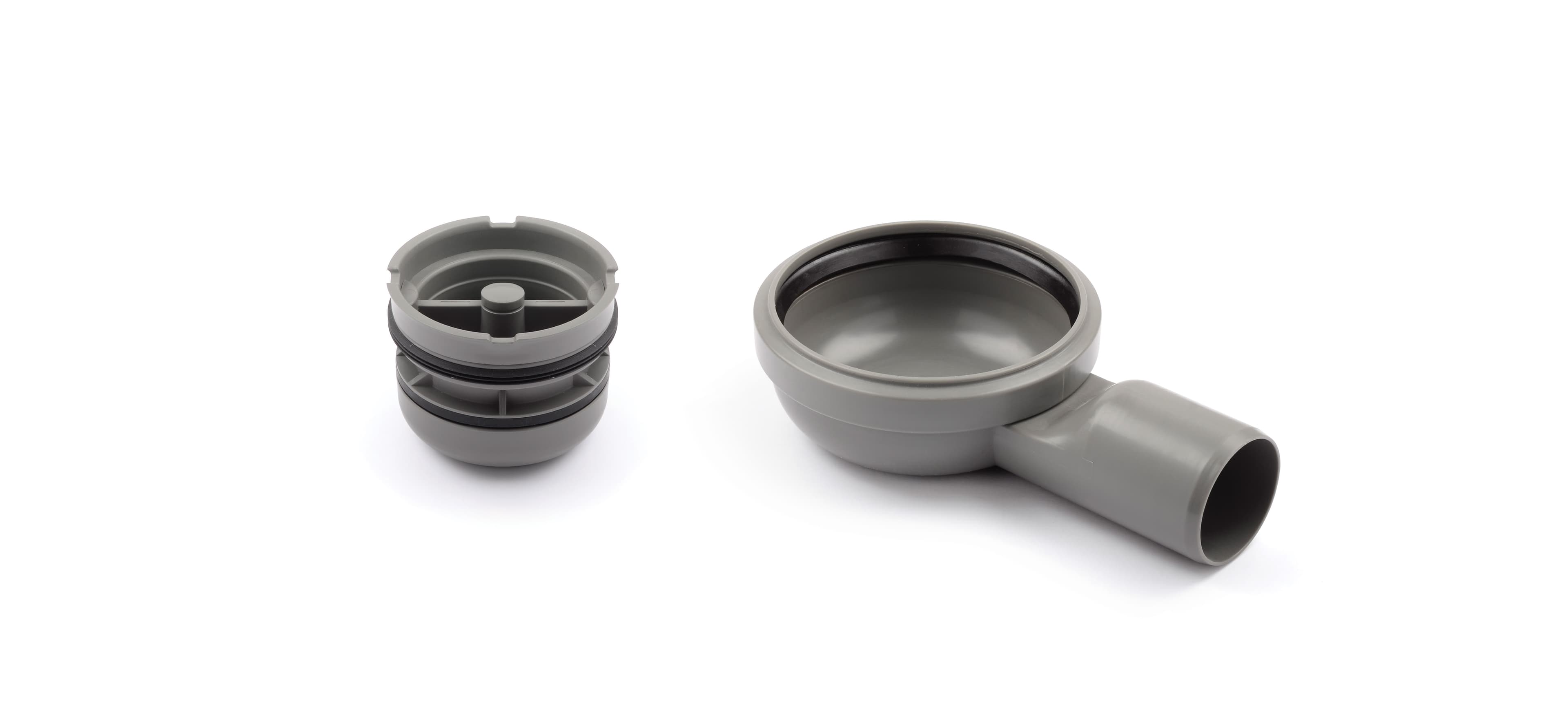 UNIDRAIN Utloppshus PSM50 Låg 50mm Grå PP - För Avlopp - RSK 7119905